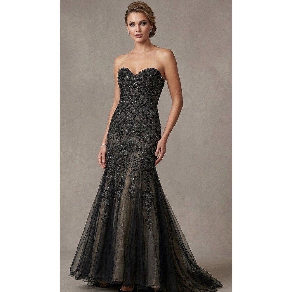 Ivonne D Exclusively for Mon Cheri Black Sleeveless Mermaid Evening Dress Sz. 8